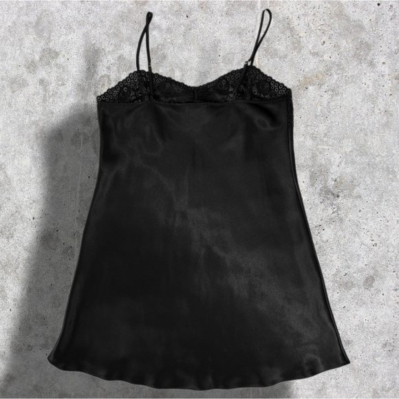 Morgan Taylor Intimates Black Satin Lace Teddy/Nightie sz M - Picture 2 of 5